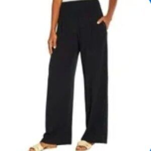 Three Dots Wide Legs Black Pants Pull-on, Office to Boho, Versatile, size Small